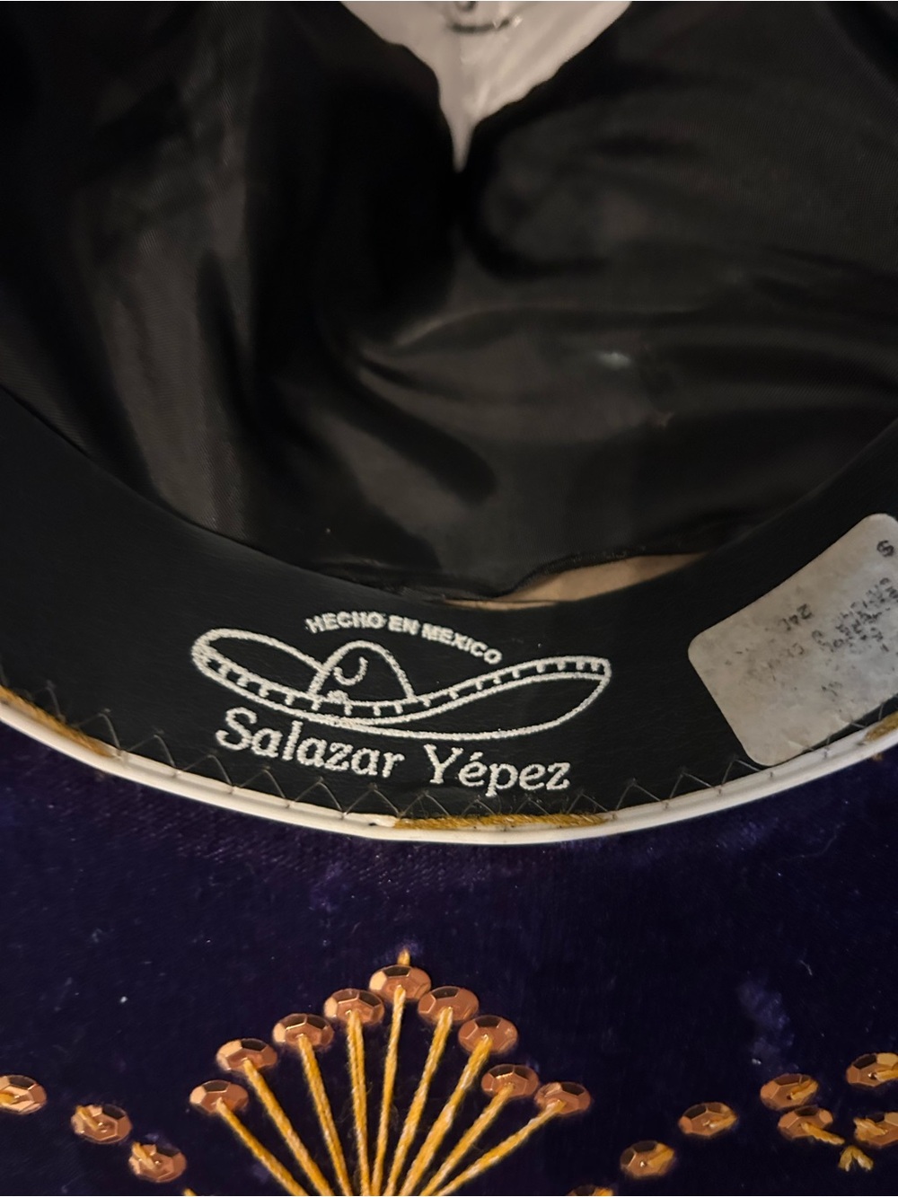 Traditional Mexican Charro Sombrero - Navy Blue with Gold Embroidery - Picture 5 of 7